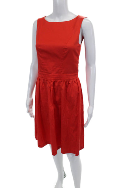 Tara Jarmon Womens Back Zip Sleeveless Scoop Neck Shift Dress Red Size FR 36
