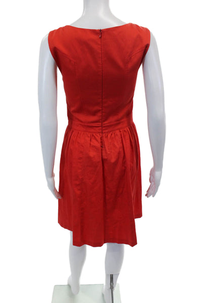 Tara Jarmon Womens Back Zip Sleeveless Scoop Neck Shift Dress Red Size FR 36