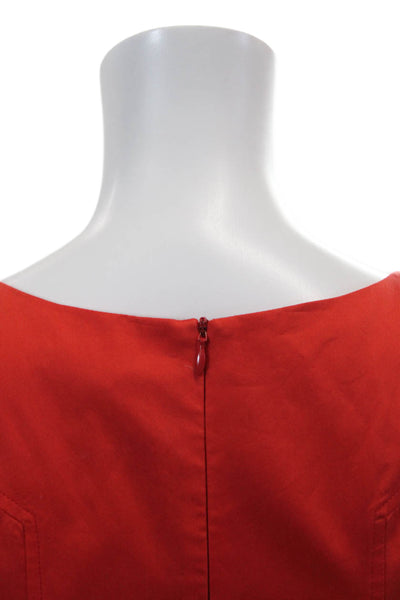 Tara Jarmon Womens Back Zip Sleeveless Scoop Neck Shift Dress Red Size FR 36