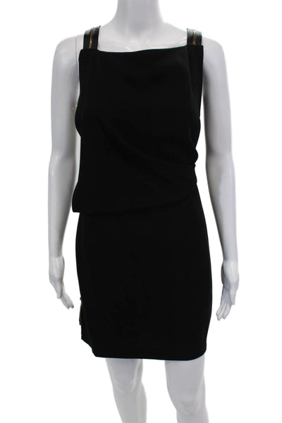Escada Womens Side Zip Sleeveless Square Neck Shift Dress Black Size FR 38