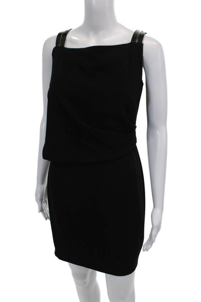 Escada Womens Side Zip Sleeveless Square Neck Shift Dress Black Size FR 38