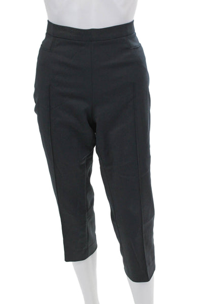 Akris Punto Womens Cotton Tailored Cropped Leg Trouser Pants Black Size 8