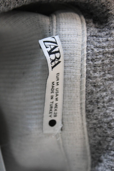 Zara Womens Cotton Collared Long Sleeve Button Up Basic Jacket Gray Size M