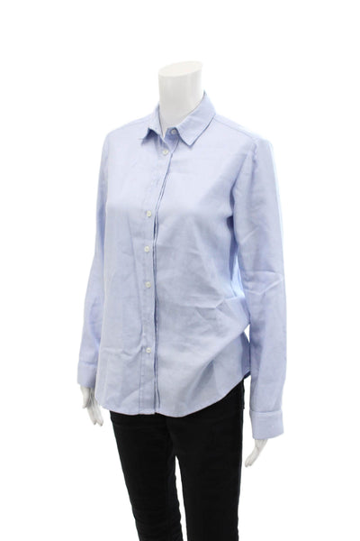 Poeta Womens Chevron Striped Button Down Shirt Sky Blue White Size Extra Small