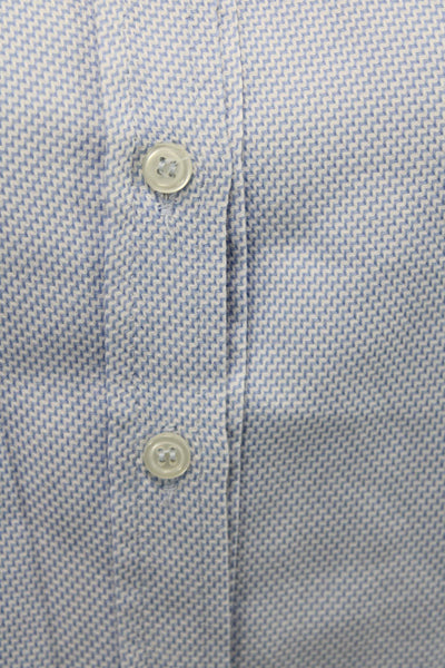 Poeta Womens Chevron Striped Button Down Shirt Sky Blue White Size Extra Small