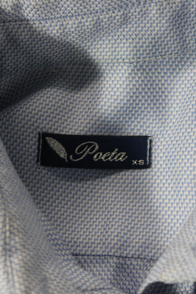 Poeta Womens Chevron Striped Button Down Shirt Sky Blue White Size Extra Small
