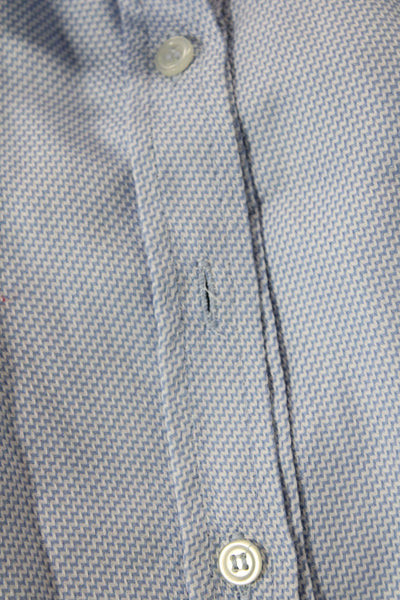Poeta Womens Chevron Striped Button Down Shirt Sky Blue White Size Extra Small