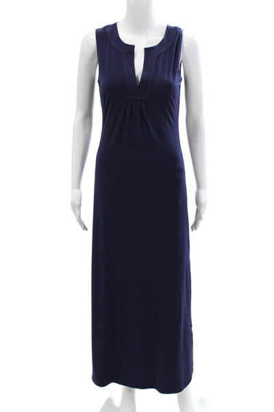 Ellie Kai Womens Sleeveless Side Slit Maxi Dress Navy Blue Size Extra Small