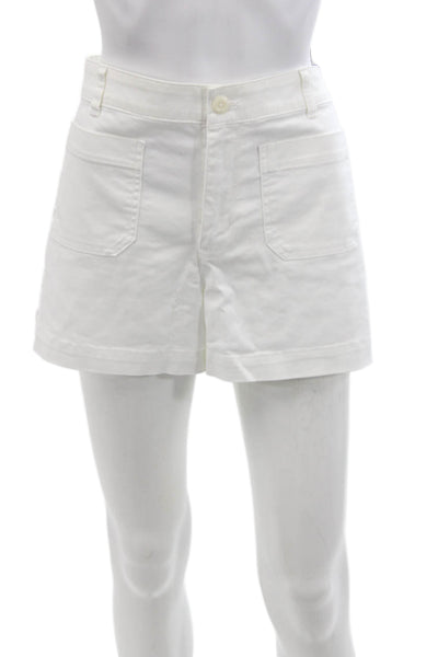 J Crew Womens Cotton Button Zip Lined Cuff Bottom Casual Shorts White Size 10