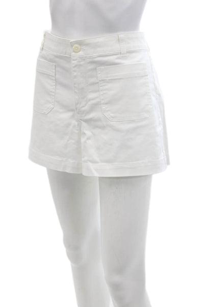 J Crew Womens Cotton Button Zip Lined Cuff Bottom Casual Shorts White Size 10