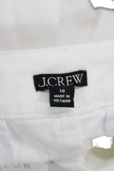 J Crew Womens Cotton Button Zip Lined Cuff Bottom Casual Shorts White Size 10
