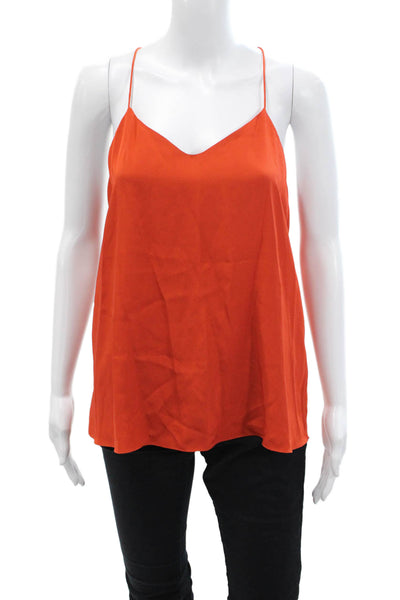 Tibi Womens Textured Silk Spaghetti Strap Sleek Tank Top Orange Size 08