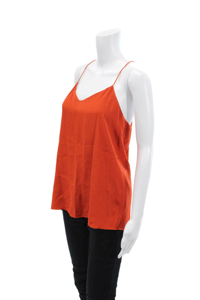 Tibi Womens Textured Silk Spaghetti Strap Sleek Tank Top Orange Size 08