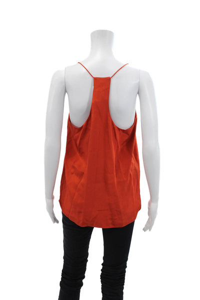 Tibi Womens Textured Silk Spaghetti Strap Sleek Tank Top Orange Size 08