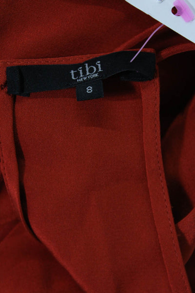 Tibi Womens Textured Silk Spaghetti Strap Sleek Tank Top Orange Size 08