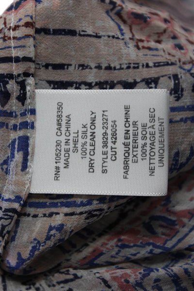 Joie Womens 3/4 Sleeve V Neck Abstract Silk Blouse White Multi Size Small