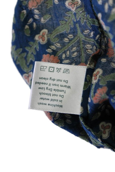Roller Rabbit Womens Short Sleeve V Neck Floral Blouse Blue Multi Cotton Small