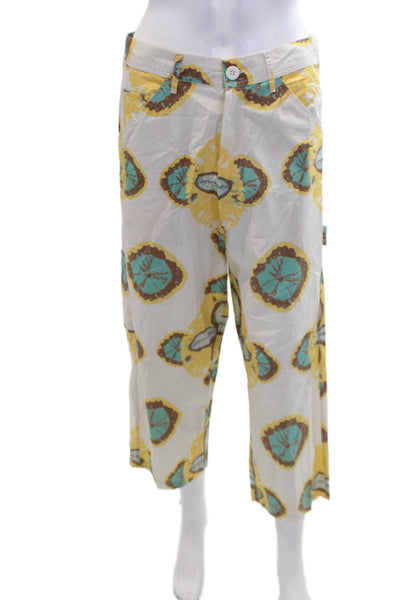V.De.Vinster Womens Cotton Floral High-Waisted Tapered Pants Yellow Size M