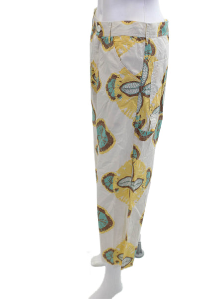 V.De.Vinster Womens Cotton Floral High-Waisted Tapered Pants Yellow Size M