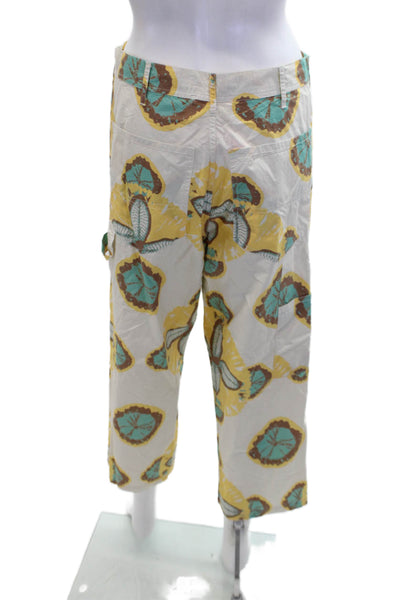 V.De.Vinster Womens Cotton Floral High-Waisted Tapered Pants Yellow Size M