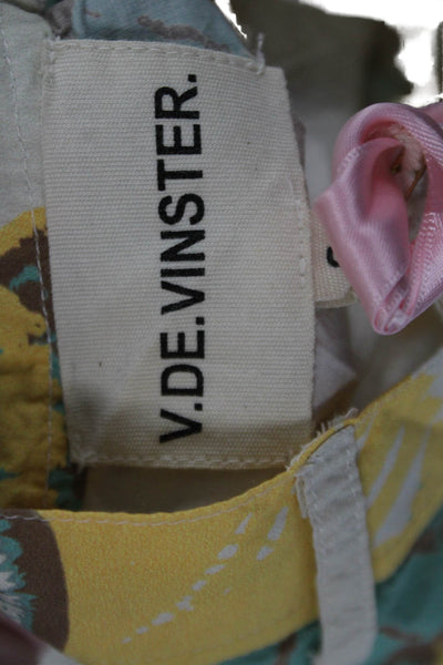 V.De.Vinster Womens Cotton Floral High-Waisted Tapered Pants Yellow Size M
