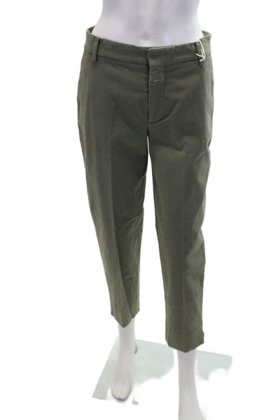 Closed Womens Cotton Mid-Rise Zippered Tapered Casual Pants Green Size 26