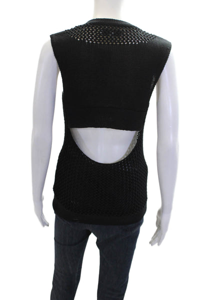Robert Rodriguez Womens Silk Sleeveless V-Neck Sweater Vest Black Size XS