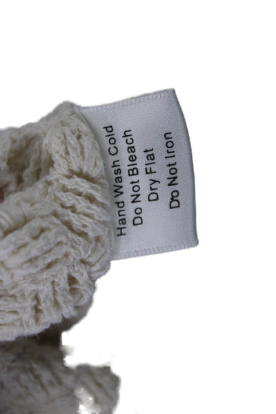 Lisa Maree Womens 3/4 Sleeve Open-Knit Tasseled Cardigan Sweater White Size XS