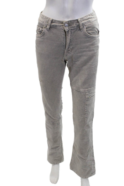 Zara Womens Cotton Mid-Rise Multi-Pocket Straight Leg Jeans Gray Size 0