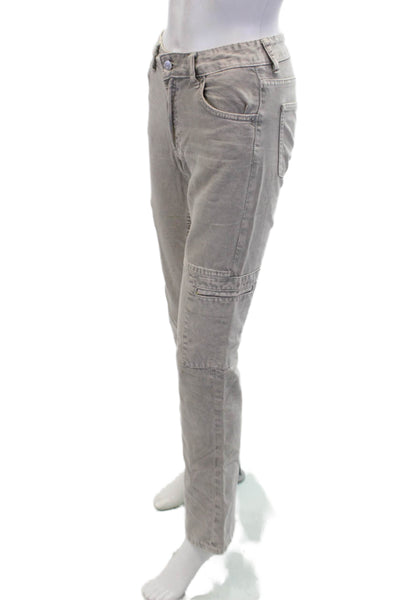 Zara Womens Cotton Mid-Rise Multi-Pocket Straight Leg Jeans Gray Size 0