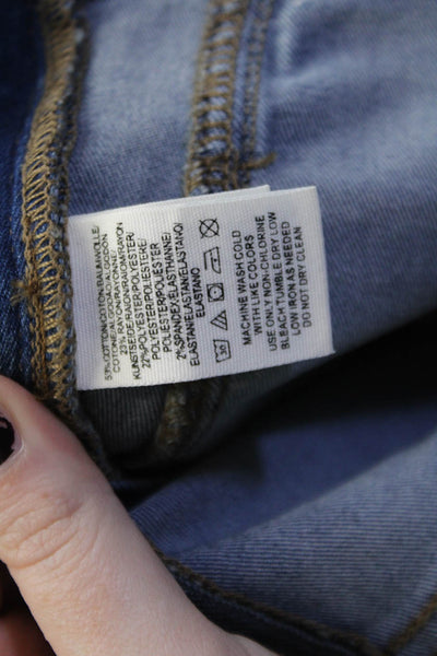 Free People Womens Cotton High Waist Stitch Detail Denim Shorts Blue Size 24