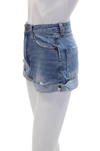 One Teaspoon Womens Cotton High Waisted Zip Fly Denim Shorts Blue Size 22