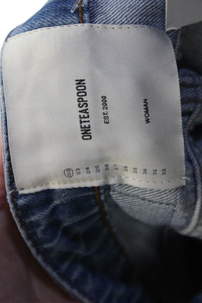 One Teaspoon Womens Cotton High Waisted Zip Fly Denim Shorts Blue Size 22