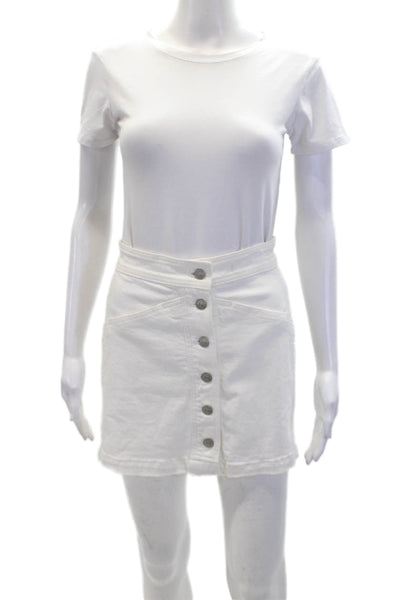 Madewell Womens Cotton Button Up Stretch Denim A-Line Skirt White Size 00