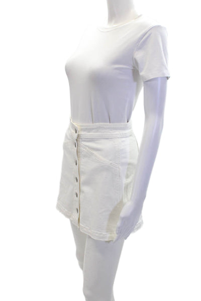 Madewell Womens Cotton Button Up Stretch Denim A-Line Skirt White Size 00