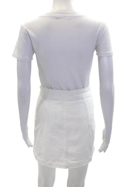 Madewell Womens Cotton Button Up Stretch Denim A-Line Skirt White Size 00