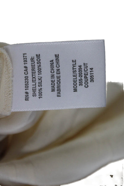 Joie Womens Silk Sleeveless Round Neck Ruffle Detail Button Up Blouse Beige XS