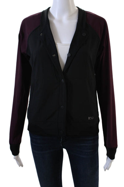 Splits 59 Womens Reversible Snap Closure Bomber Jacket Black Size XS