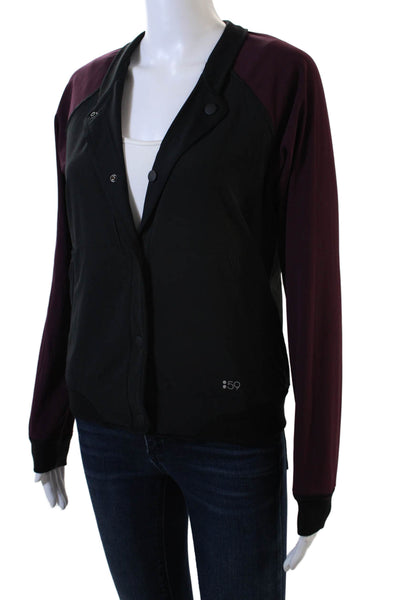 Splits 59 Womens Reversible Snap Closure Bomber Jacket Black Size XS