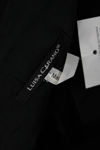 Luisa Cerano Womens V Neck Crystal Embellished Button Down Blouse Black Size 12