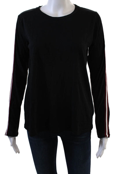 Velvet by Graham & Spencer Womens Striped Trim Long Sleeve T Shirt Black Size S