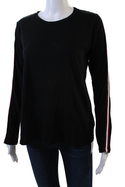 Velvet by Graham & Spencer Womens Striped Trim Long Sleeve T Shirt Black Size S