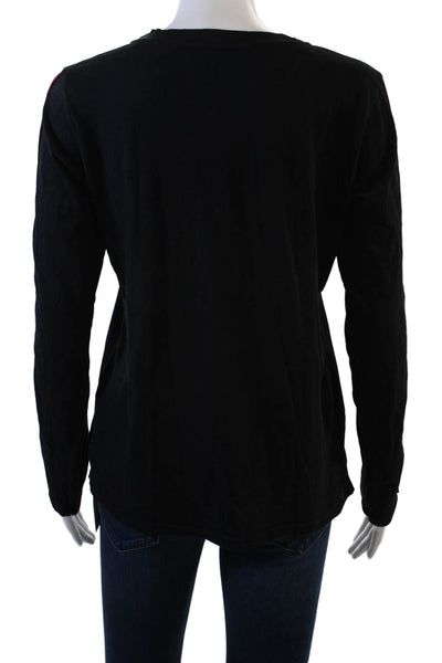 Velvet by Graham & Spencer Womens Striped Trim Long Sleeve T Shirt Black Size S