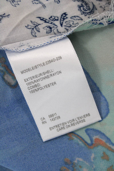 Tribal Womens Long Sleeve Mixed Print Button Down Blouse White Multi Size M