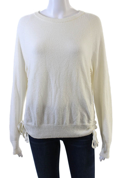 Elizabeth and James Womens Long Sleeve Drawstring Cinched Top Cream Size XS