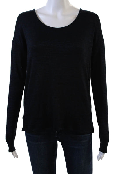 Rag & Bone Jean Womens Long Sleeve Keyhole Back T Shirt Blue Size XS