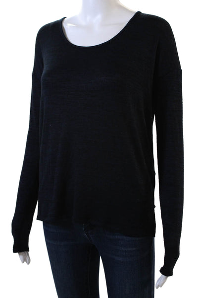 Rag & Bone Jean Womens Long Sleeve Keyhole Back T Shirt Blue Size XS