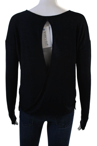 Rag & Bone Jean Womens Long Sleeve Keyhole Back T Shirt Blue Size XS