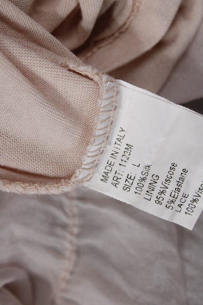 Elena Baldi Womens Silk Short Sleeve Elasticated Blouse Pink Size L