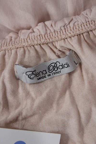 Elena Baldi Womens Silk Short Sleeve Elasticated Blouse Pink Size L